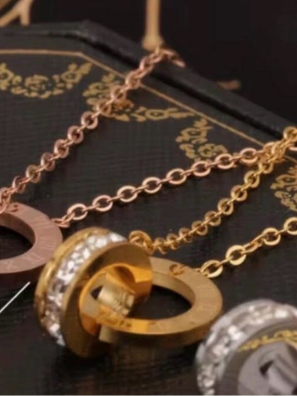 Rose Gold or White gold plated stainless steel Roman Numeral Necklace
